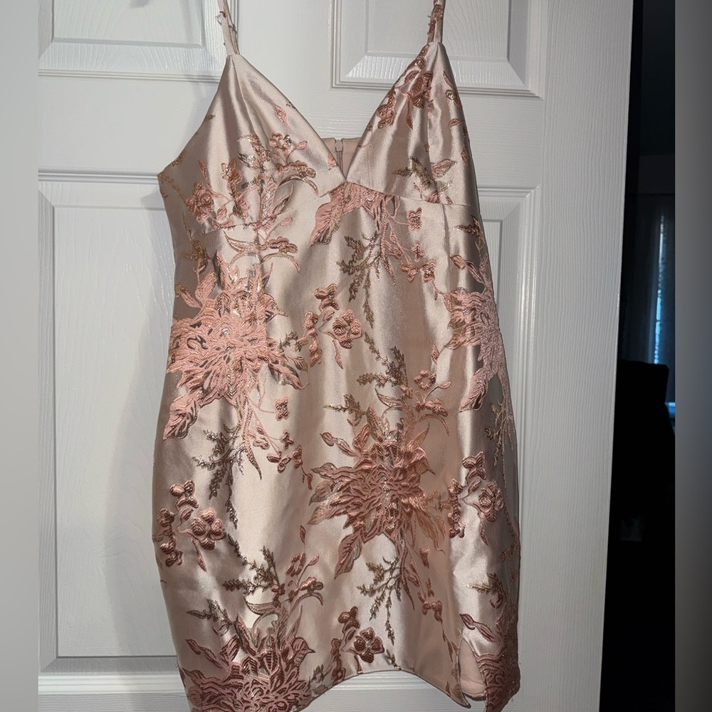 Pink Floral Embroidered Dress